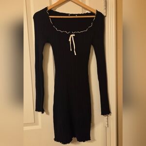 H&M Black Long Sleeve Dress with White Trim
